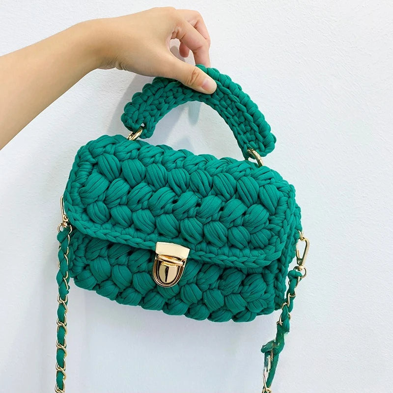 Tas Dames - Gevlochten Mini Handtas met Ketting | Chique