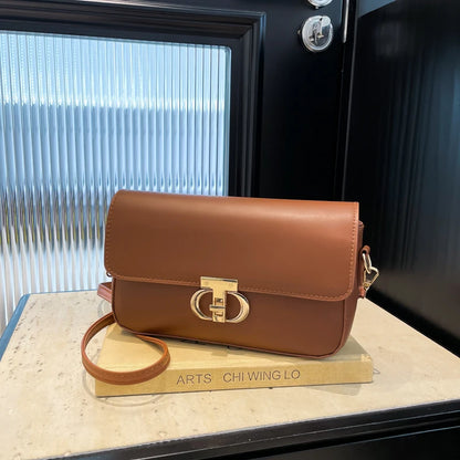 Tas Dames - Strakke Schoudertas met Gouden Draaisluiting | Klassiek