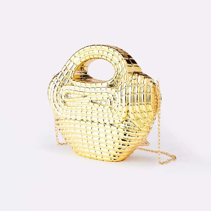Avondtasje Dames - Gevlochten Metalen Tas met Ketting | Feest