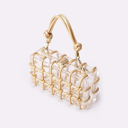 Avondtasje Dames - Transparante Clutch met Gouden Koord | Feest