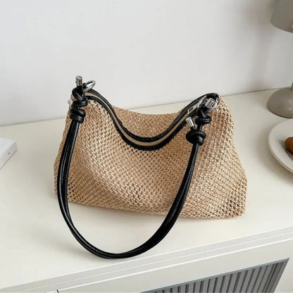 Tas Dames - Gevlochten Schoudertas met Knoopdetail | Zomer