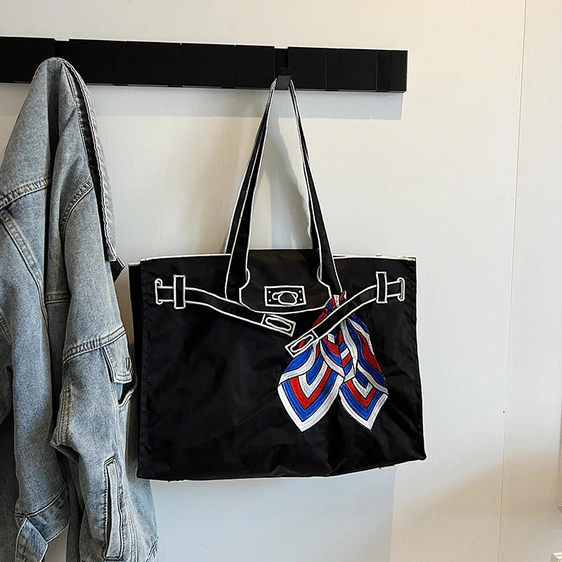 Shopper Dames - Grote Tote Bag met Gespelement en Sjaal | Chique