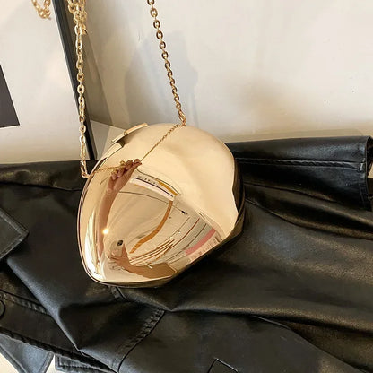 Tas Dames - Metallic Avondtasje met Gouden Ketting | Feestelijk
