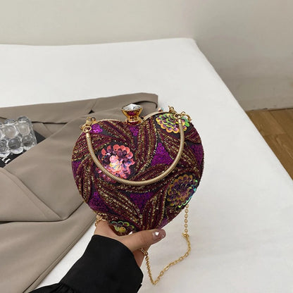 Handtas Dames - Hartvormige Avondtas met Pailletten | Glamour