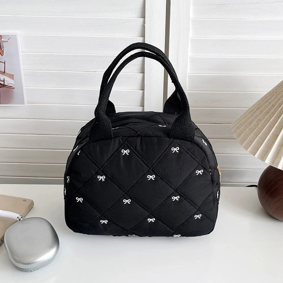 Handtas Dames - Gewatteerde Tas met Strikjesprint en Handvat | Casual
