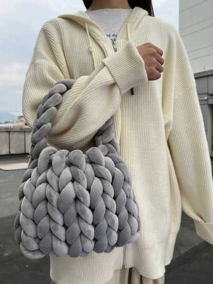 Handtas Dames - Gevlochten Mini Tas met Chunky Handvat | Speels