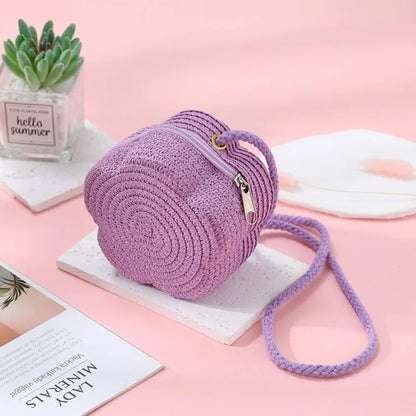 Tas Dames - Ronde Gevlochten Zomertas met Crossbody Riem | Casual