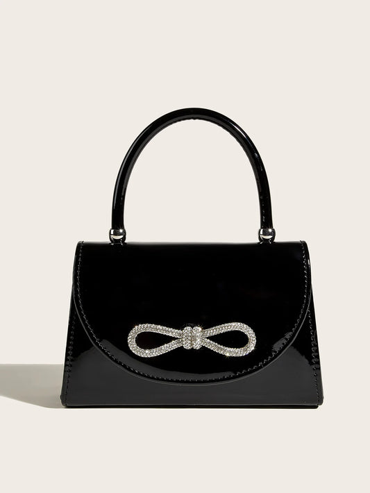 Tas Dames - Glanzende Handtas met Strik en Hengsel | Elegant