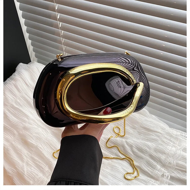 Tas Dames - Transparante Clutch met Gouden Ring | Feestelijk