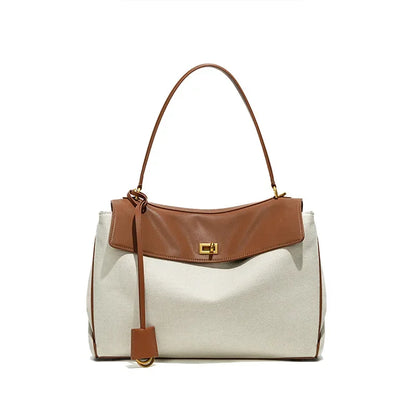 Tas Dames - Grote Shopper met Draaisluiting en Gouden Details | Chique
