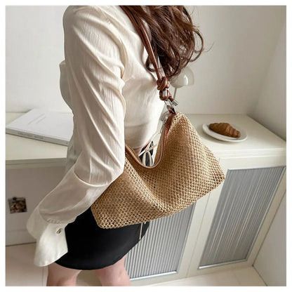 Tas Dames - Gevlochten Schoudertas met Knoopdetail | Zomer