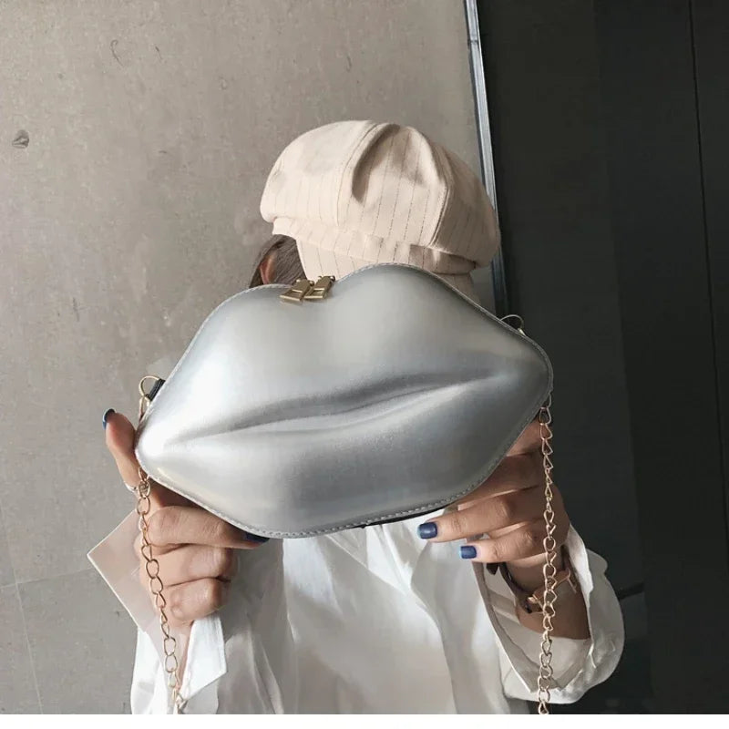 Tas Dames - Lippen Clutch met Gouden Ketting | Opvallend