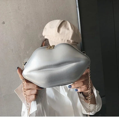 Tas Dames - Lippen Clutch met Gouden Ketting | Opvallend