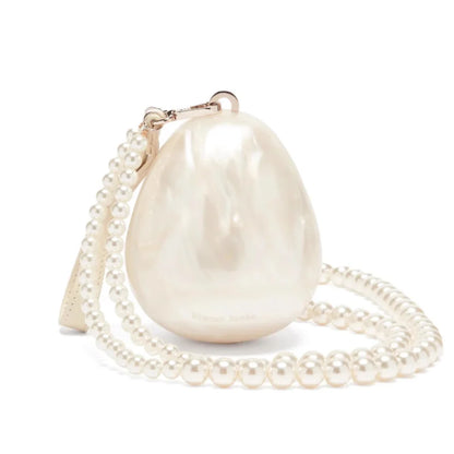 Tas Dames - Parelmoer Minitas met Parelketting en Kwastje | Chique
