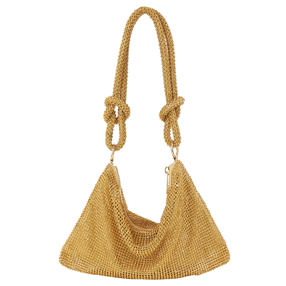Tas Dames - Glinsterende Schoudertas met Knoopdetail | Feest