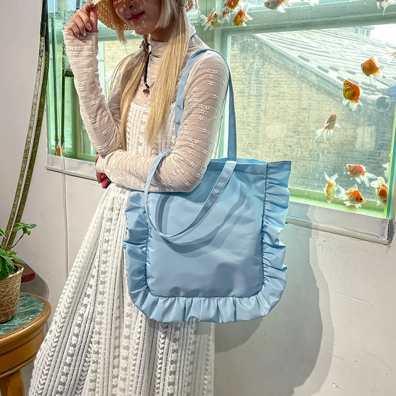 Tas Dames - Grote Shopper met Ruches en Schouderbanden | Romantisch