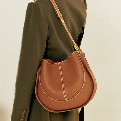 Tas Dames - Halfmaan Crossbody met Stiksels en Goud | Klassiek