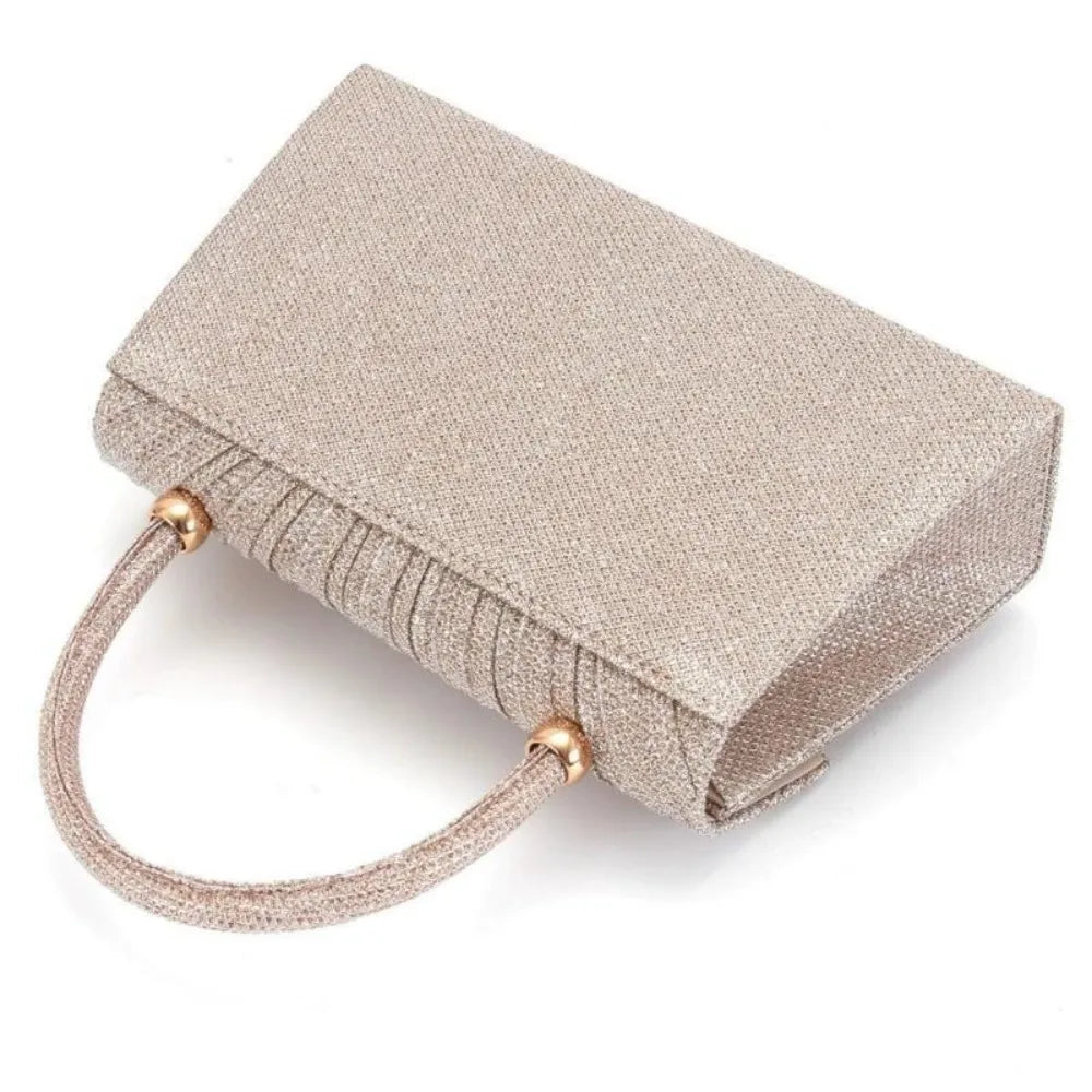 Tas Dames - Glitter Avondtasje met Geplooide Klep en Handvat | Chique