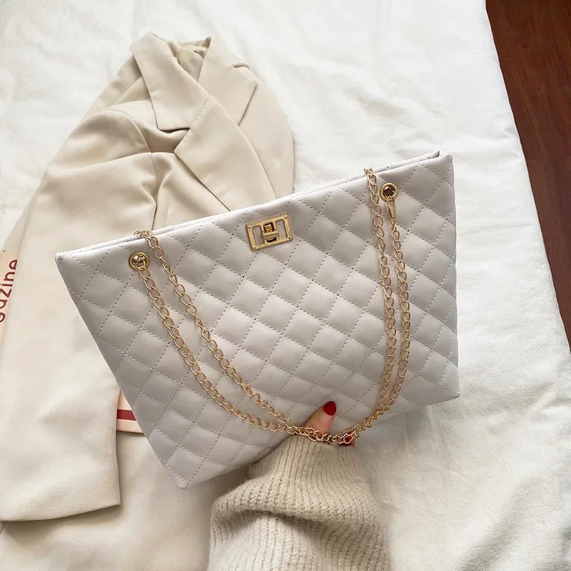 Shopper Dames - Grote Gewatteerde Tas met Gouden Ketting | Chique