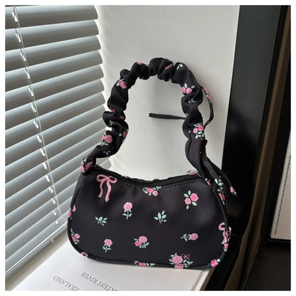 Schoudertas Dames - Halfmaan Tas met Rozenprint | Casual