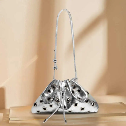 Schoudertas Dames - Metallic Clutch met Oogjes Detail | Stoer