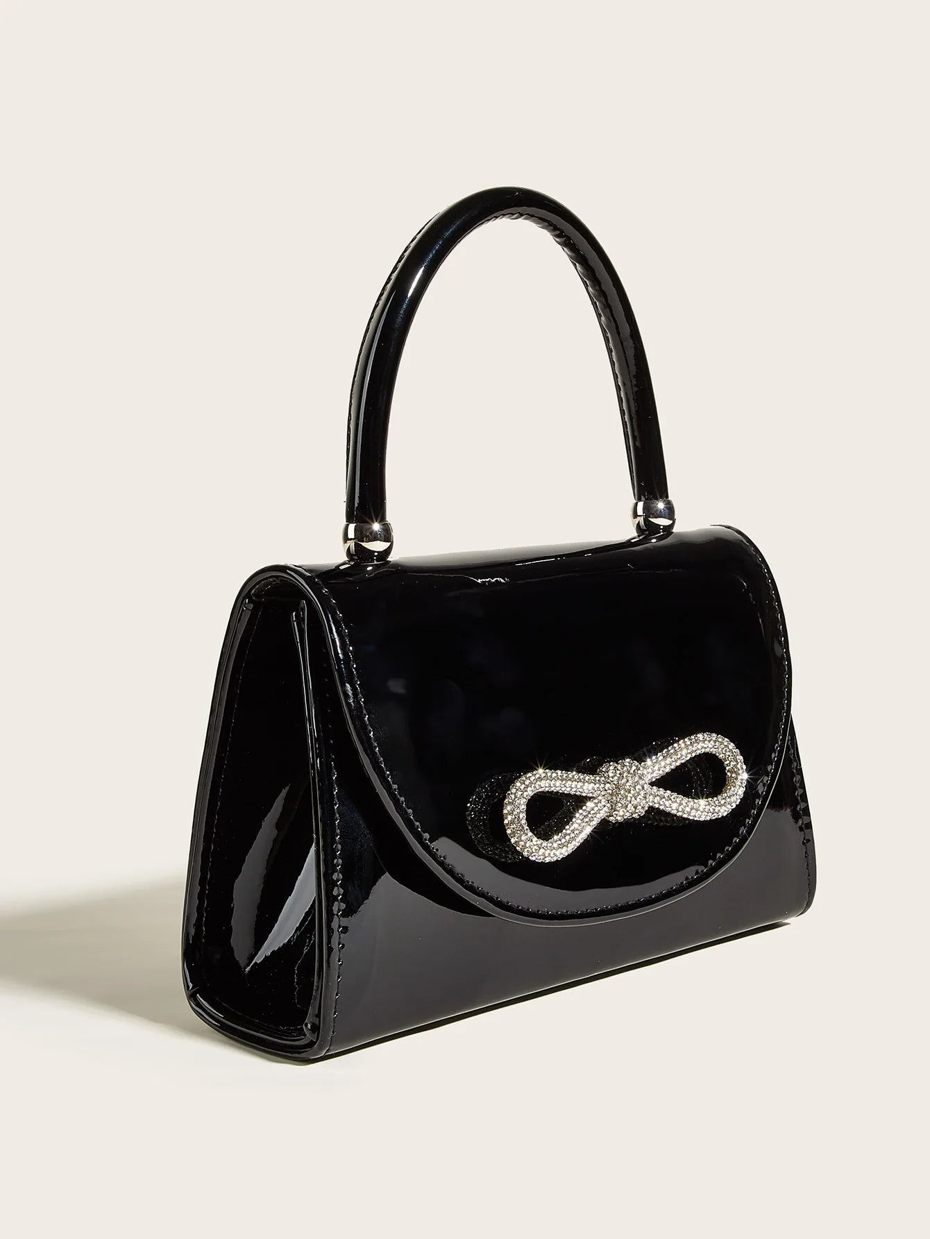 Tas Dames - Glanzende Handtas met Strik en Hengsel | Elegant