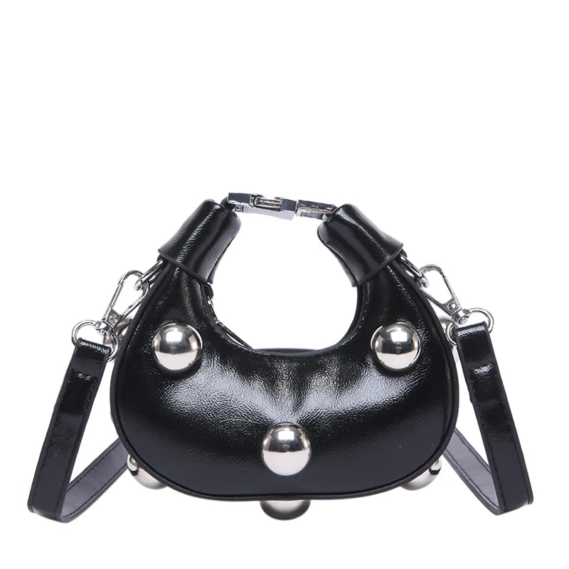 Tas Dames - Mini Crossbody met Zilveren Bolstuds en Ring | Stoer