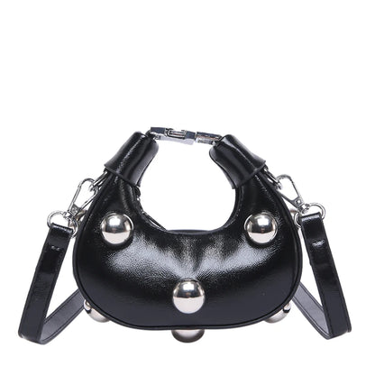 Tas Dames - Mini Crossbody met Zilveren Bolstuds en Ring | Stoer