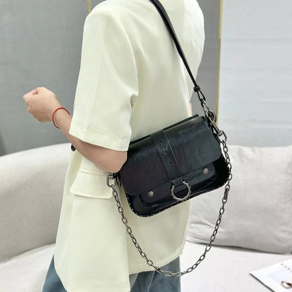 Tas Dames - Flap Tas met Gouden Ring en Ketting | Klassiek