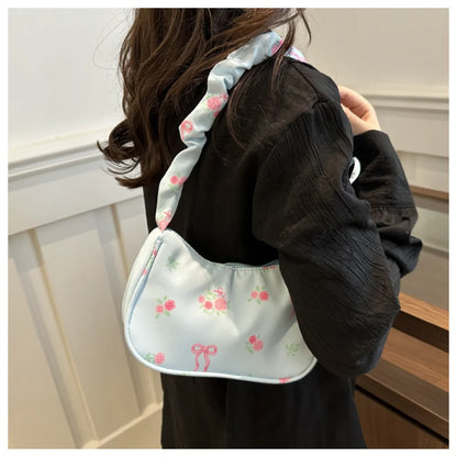Schoudertas Dames - Halfmaan Tas met Rozenprint | Casual