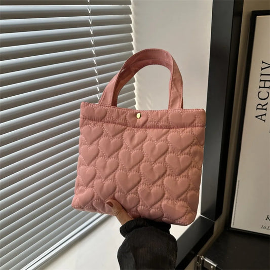Tas Dames - Kleine Quilted Shopper met Hartjespatroon | Casual