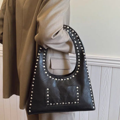 Tas Dames - Schoudertas met Studs en Halfmaan Silhouet | Casual