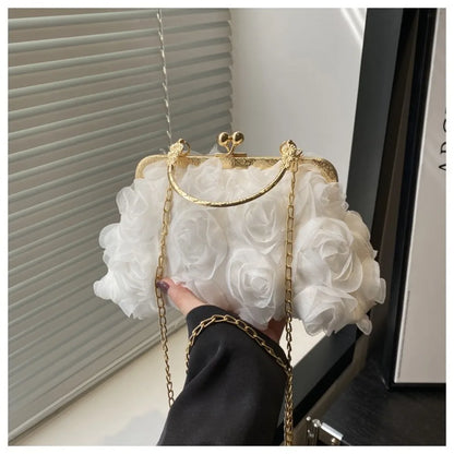 Handtas Dames - Avondtas met Rozendetail en Gouden Ketting | Elegant