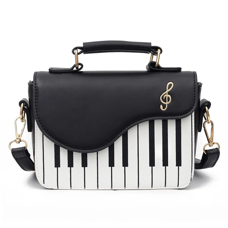 Tas Dames - Crossbody Handtas met Piano Print en Notenbalk | Opvallend