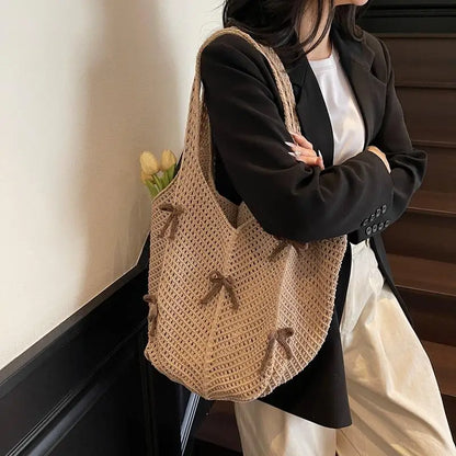 Tas Dames - Grote Open Shopper met Strikjes en Dubbele Banden | Casual