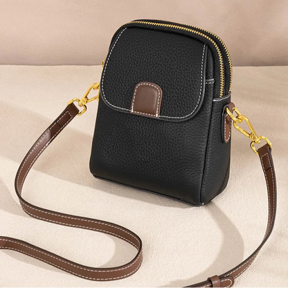 Crossbody Tas Dames - Compacte Mini Tas met Dubbele Rits | Goudkleurig