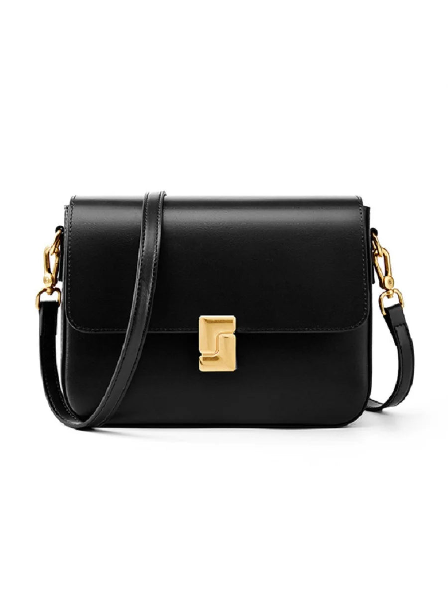 Tas Dames - Gestructureerde Flap Tas met Gouden Slot | Klassiek