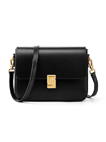 Tas Dames - Gestructureerde Flap Tas met Gouden Slot | Klassiek