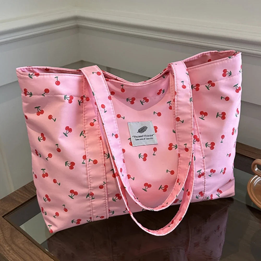 Shopper Dames - Grote Tote Bag met Kersjesprint | Casual