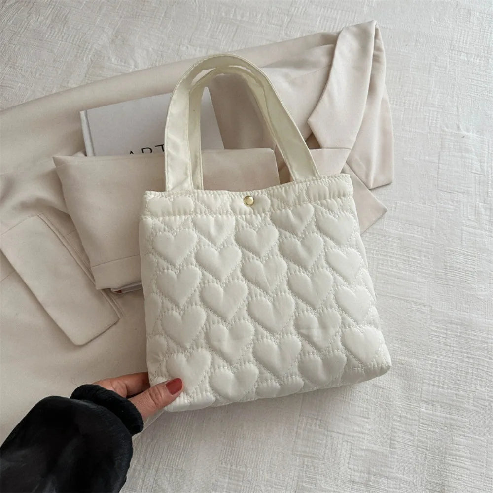 Tas Dames - Kleine Quilted Shopper met Hartjespatroon | Casual