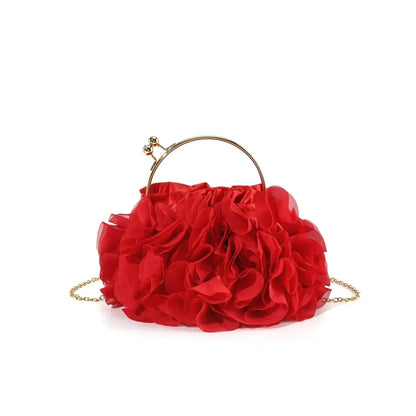 Tas Dames - Clutch met 3D Bloemendetail en Gouden Hengsel