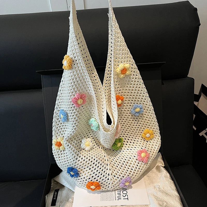 Tas Dames - Gehaakte Shopper met Bloemendetails | Zomer