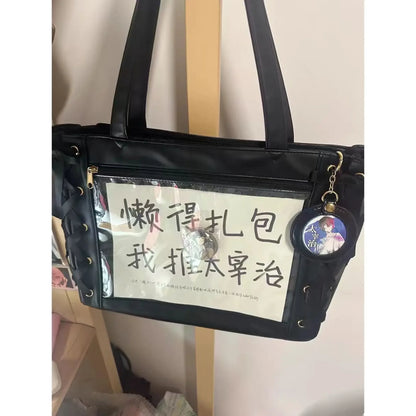 Tas Dames - Kawaii Shopper met Strikjes, Kant en Anime Print | Casual