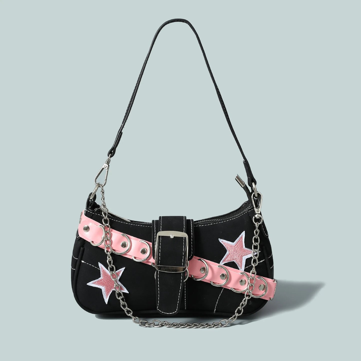 Tas Dames - Hobo Schoudertas met Sterren en Ketting | Stoer