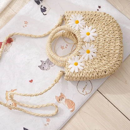 Handtas Dames - Gevlochten Zomertas met Madeliefjes | Casual