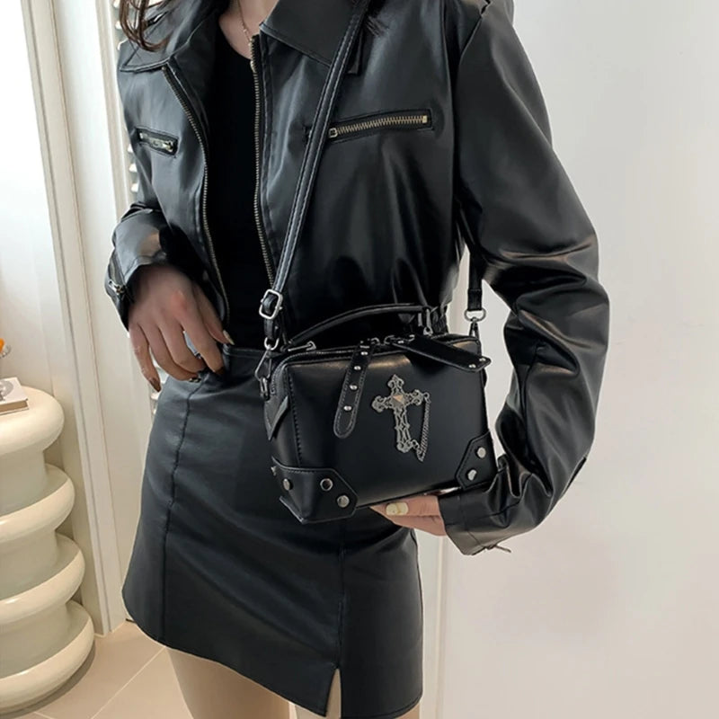 Tas Dames - Crossbody met Schedel Detail en Zilveren Studs | Casual