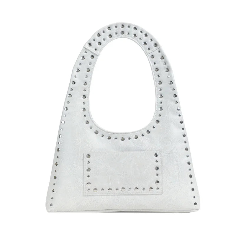 Tas Dames - Schoudertas met Studs en Halfmaan Silhouet | Casual