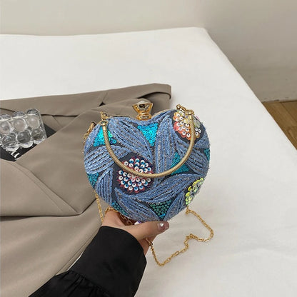 Handtas Dames - Hartvormige Avondtas met Pailletten | Glamour