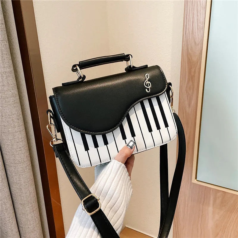 Tas Dames - Crossbody Handtas met Piano Print en Notenbalk | Opvallend