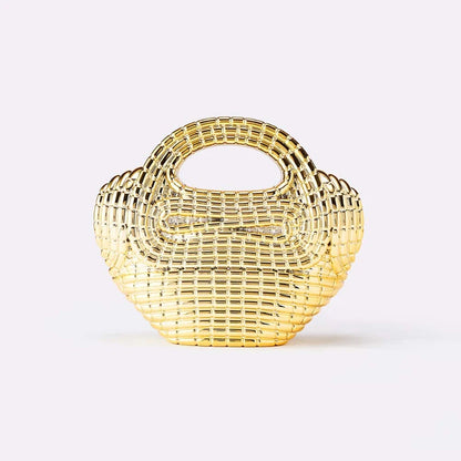 Avondtasje Dames - Gevlochten Metalen Tas met Ketting | Feest
